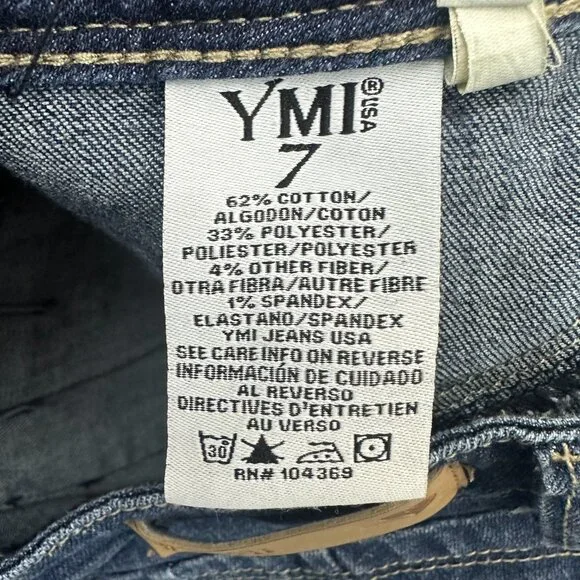 YMI Mid Rise Skinny Women's size 7 Dark Wash Blue Denim Jeans - Picture 4 of 5